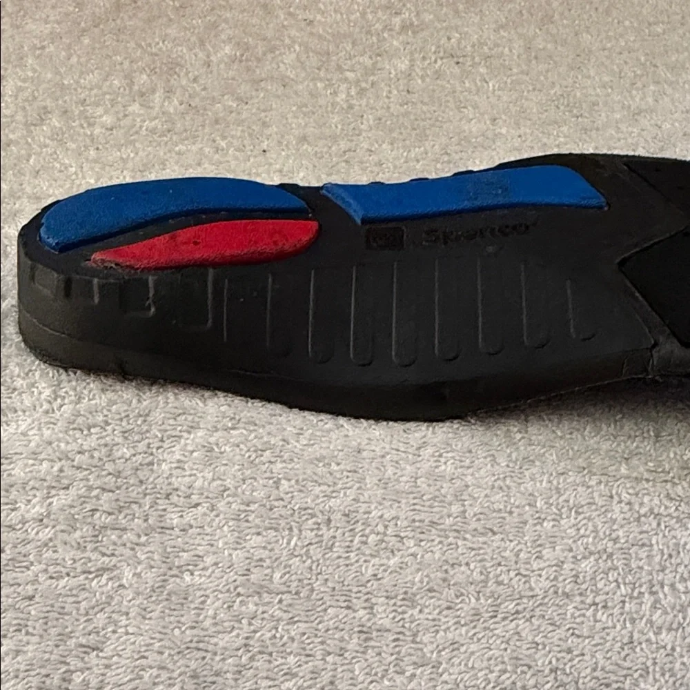 Skechers D'LUX Walker 2.0 Slip-On Sneakers SN232179 Wide Width Navy/Grey/Orange - Picture 11 of 12